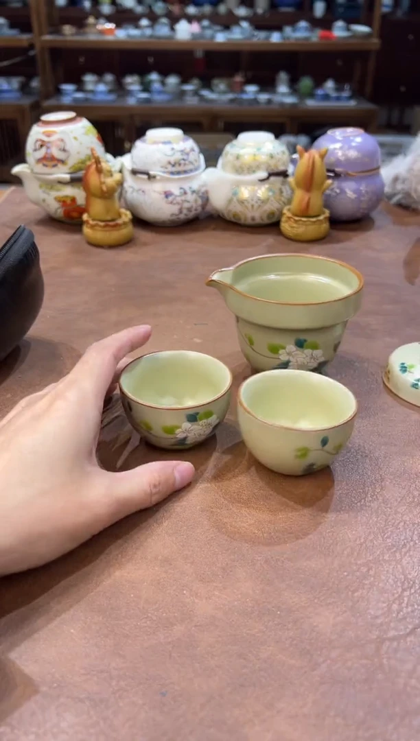 真的很便宜超好看会开片的旅行茶具
