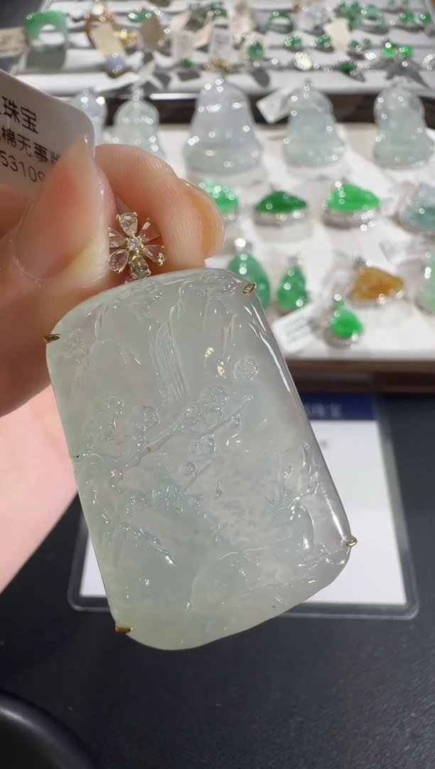 吊坠(不含链)18K金镶嵌翡翠【源头工厂】18k金镶嵌