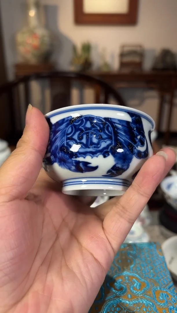 景德镇手工手绘螃蟹炉式杯