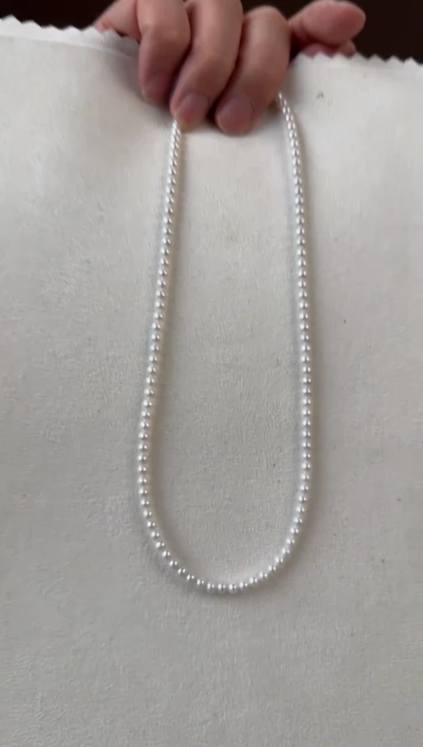 【闪购商品】淡水珍珠颈饰银S925镶嵌3.5-4mm珠链