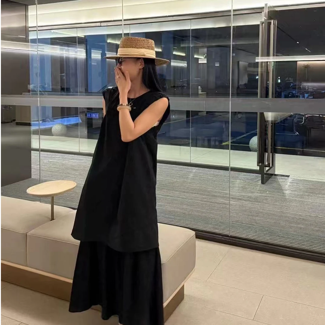 7775柏林美术 档口补单款！不规则拼接无袖连衣裙