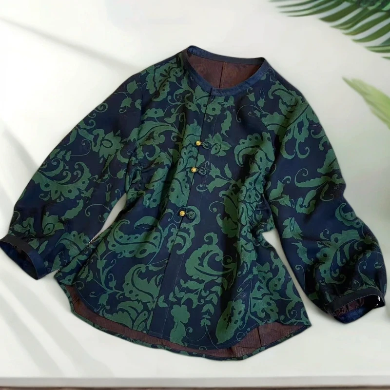 知羽.香云【抒羽】手工盘扣红云纱显瘦百搭桑蚕丝开衫上衣ZY256654