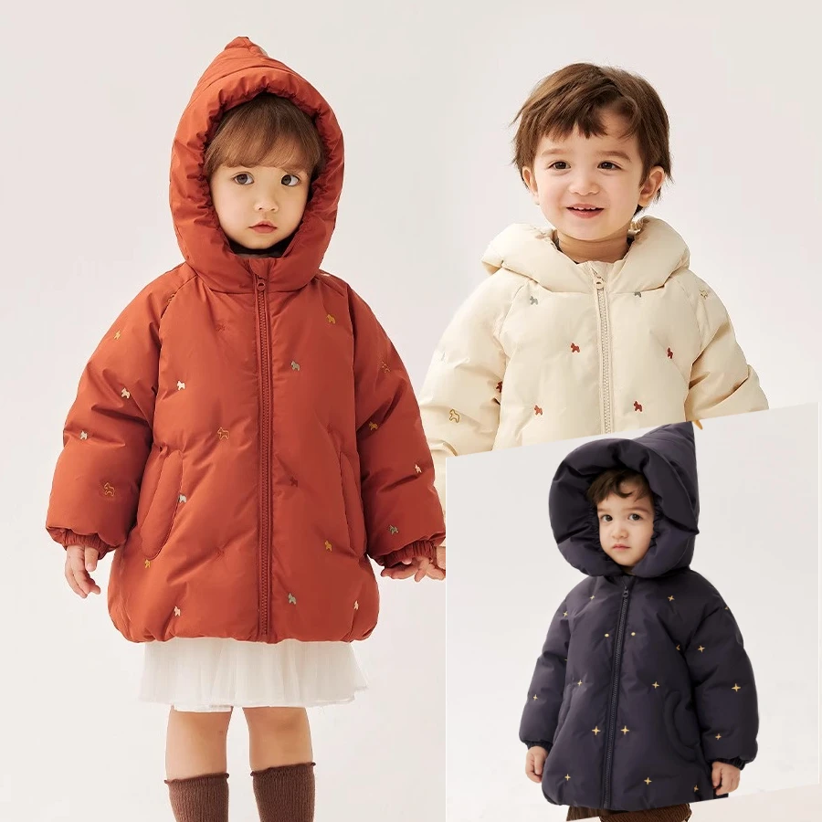 【中长款】A类加厚三防90白鸭绒免洗男童女童羽绒服宝宝儿童羽绒服