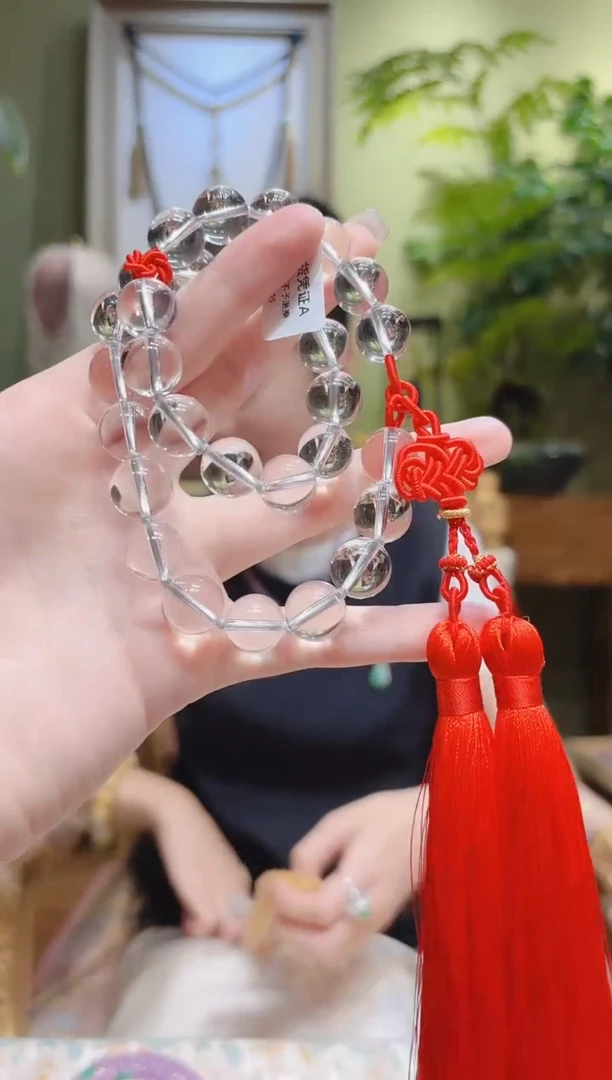 【闪购商品】水晶项链未镶嵌红流苏白水晶车挂