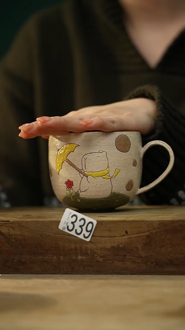 【闪购商品】瓷片设计师款 卡比巴拉手握咖啡杯 风禾