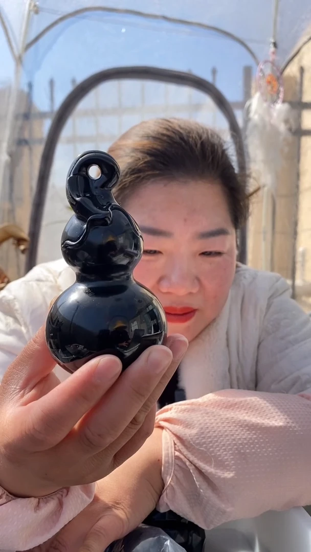 【闪购商品】黑曜岩摆件未镶嵌黑曜石大葫芦多样性发其一