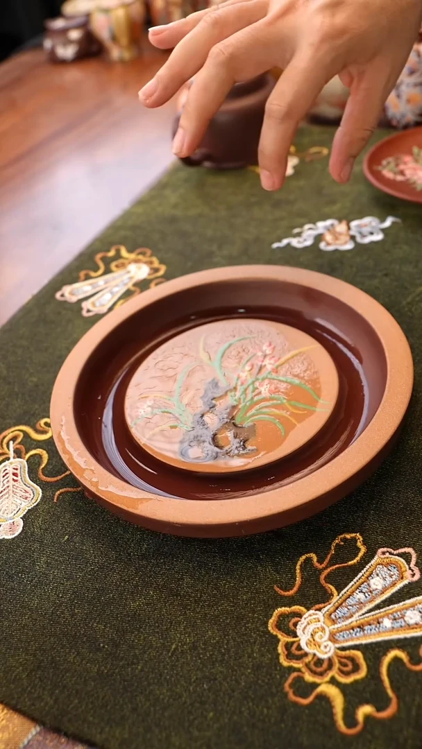 茶壶紫砂紫泥兰花壶承