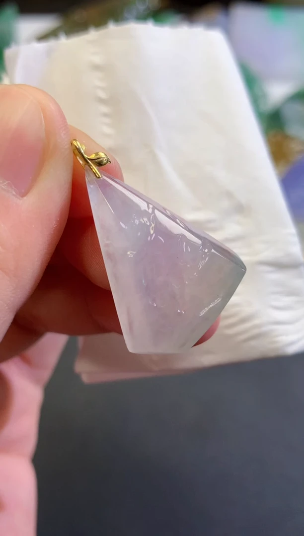 翡翠18K金镶嵌吊坠(不含链)4578