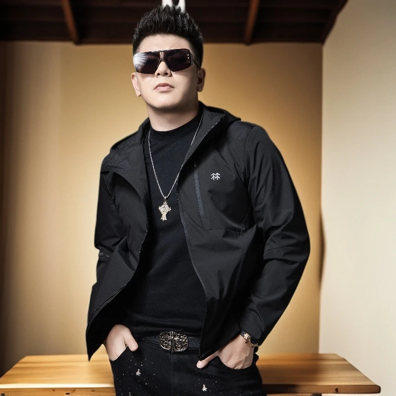 维斯克纳新款连帽冲锋衣外套男士秋季潮流休闲防风夹克男款上衣潮