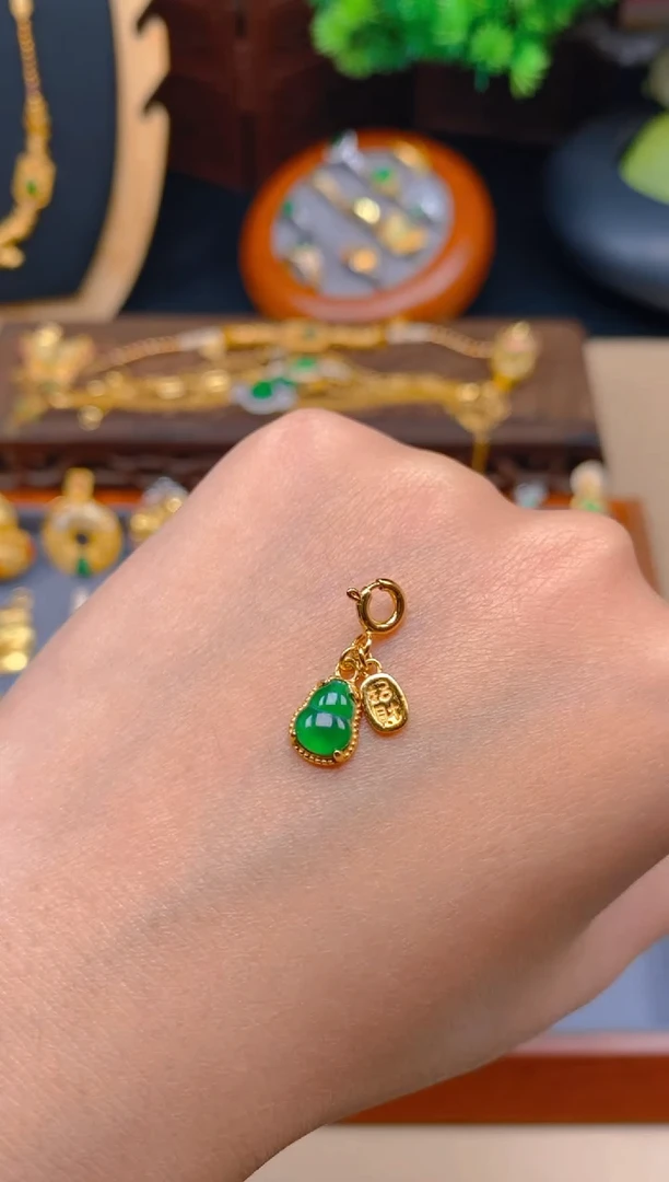 翡翠银S925镶嵌吊坠(不含链)葫芦万能扣