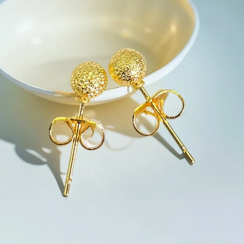 【YouZi好物】18K 时尚百搭精致耳钉磨砂球球轻奢A43