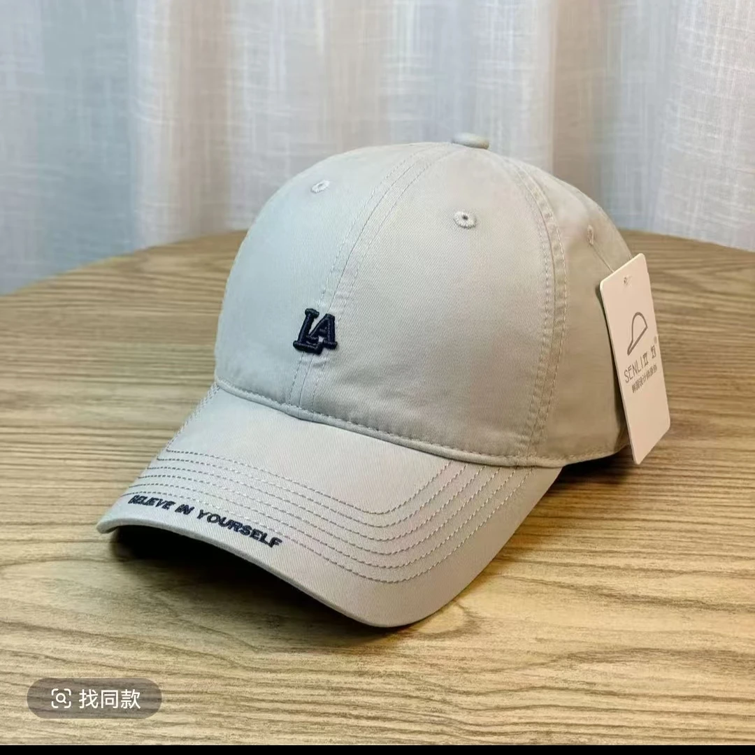 韩版春夏宽檐防晒显脸小棒球帽子男女简约字母百搭软顶遮阳鸭舌帽