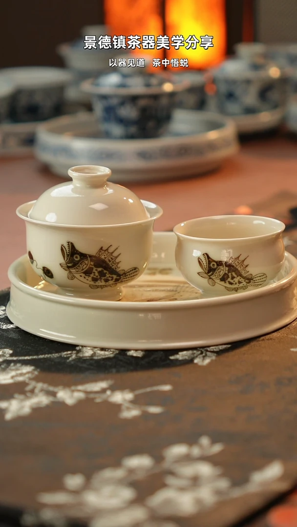 釉里金单鳜（罗汉杯）一套