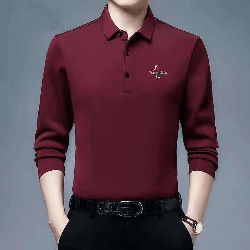 品牌正品高档男士春秋长袖新款纯色休闲翻领POLO打底上衣百搭T恤