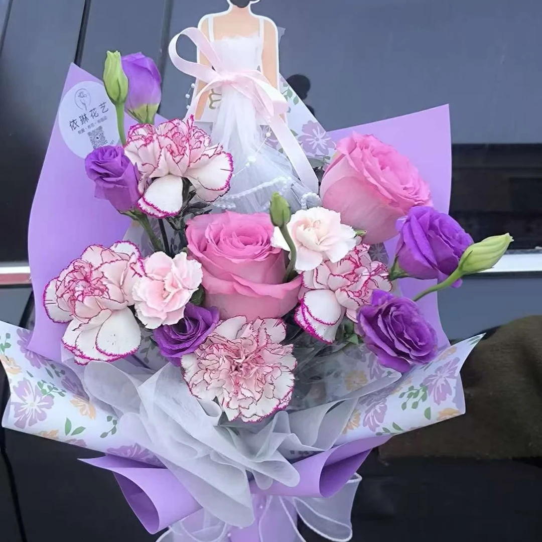 【紫韵芳华】紫玫瑰混搭紫精灵康乃馨鲜花花束送妈妈送长辈送花上门
