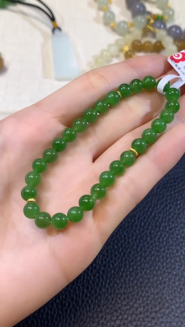 手串18K金镶嵌和田玉A55   多样性发一件