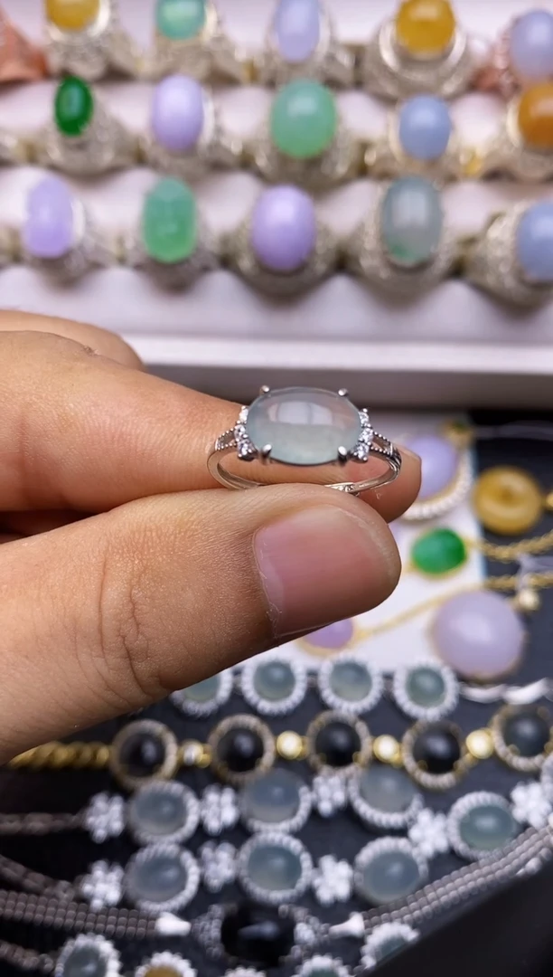 翡翠戒指银S925镶嵌/0025