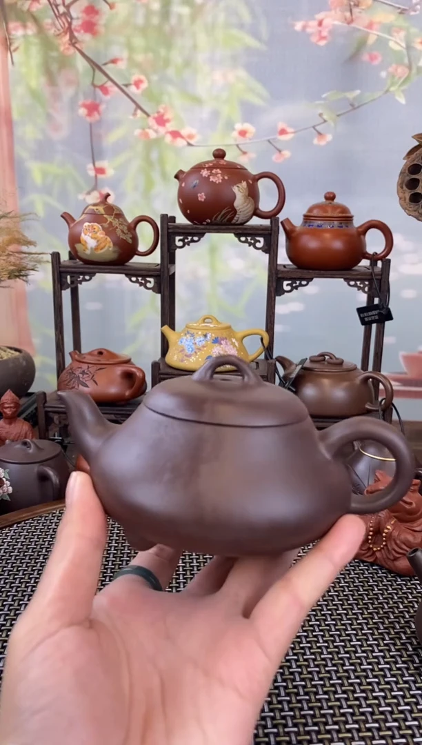 茶壶紫砂老紫泥汉棠石瓢