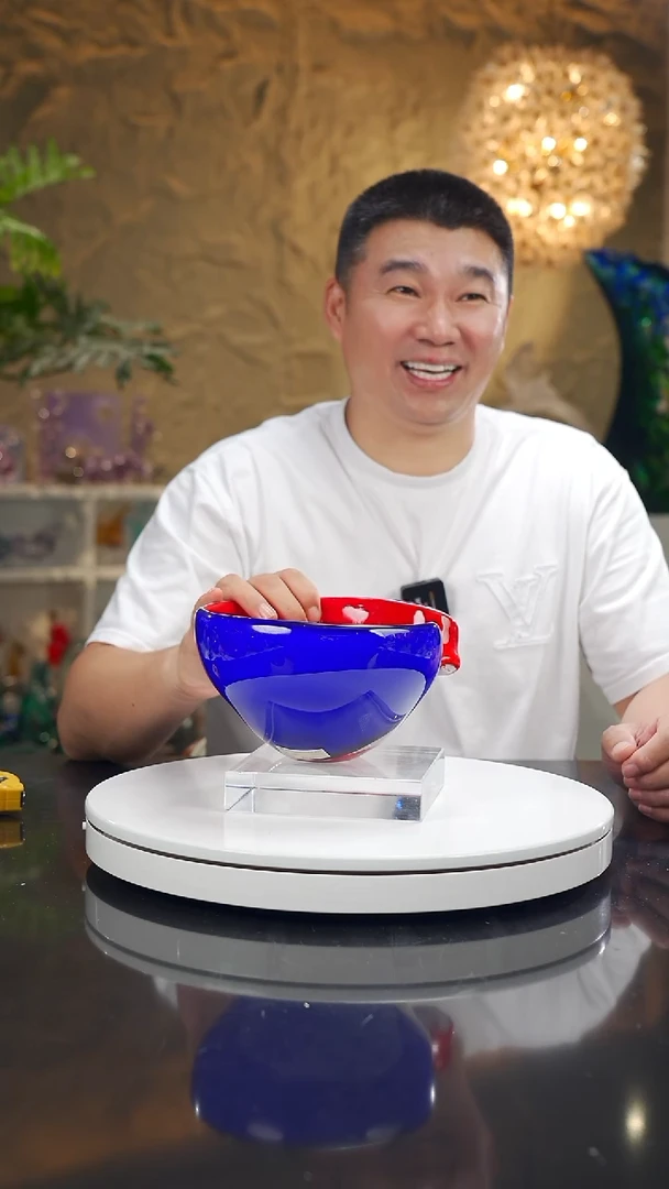 手工艺品琉璃福利红蓝果碗