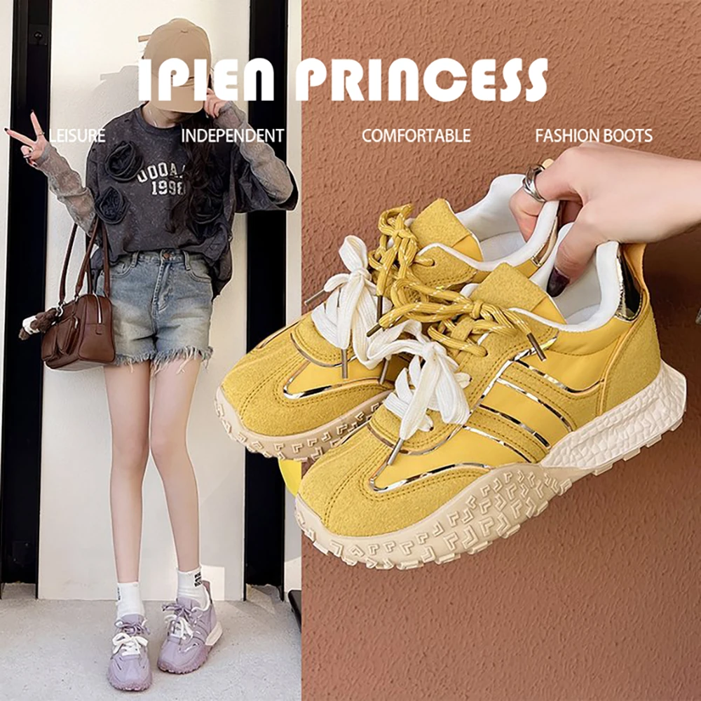 春夏新款运动休闲鞋厚底增高阿甘鞋2025爆款平底内增高女款德训鞋