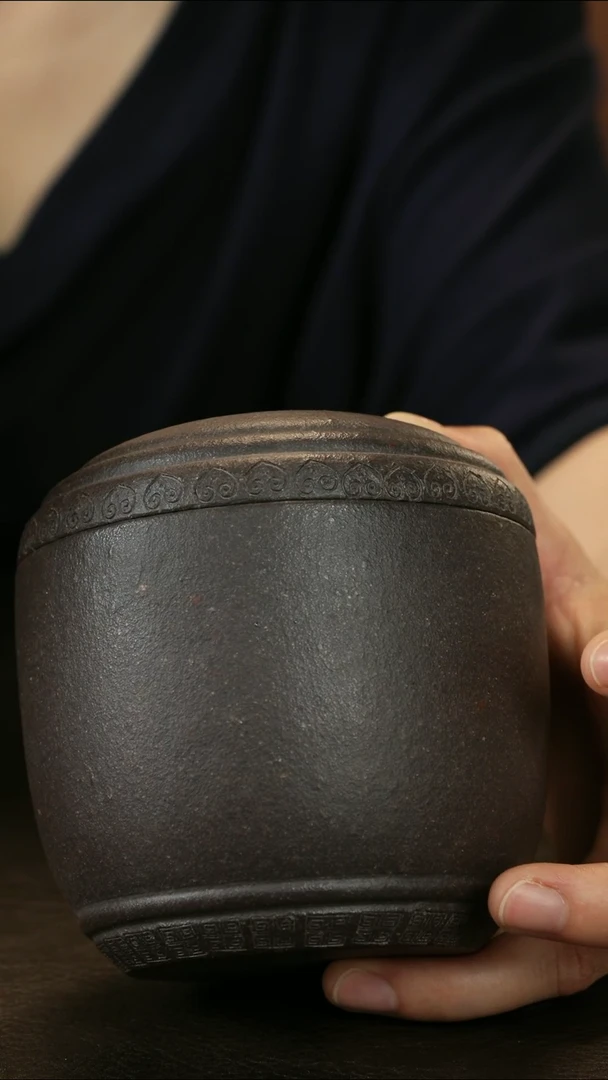 紫砂茶叶罐直播福利天青粗砂茶叶罐
