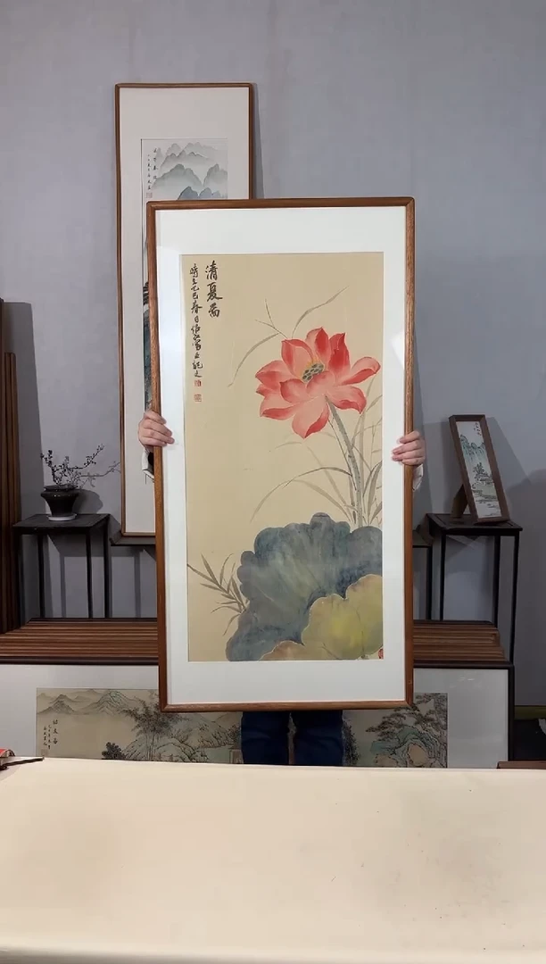 国画手绘*清夏图（荷花）*62*122cm