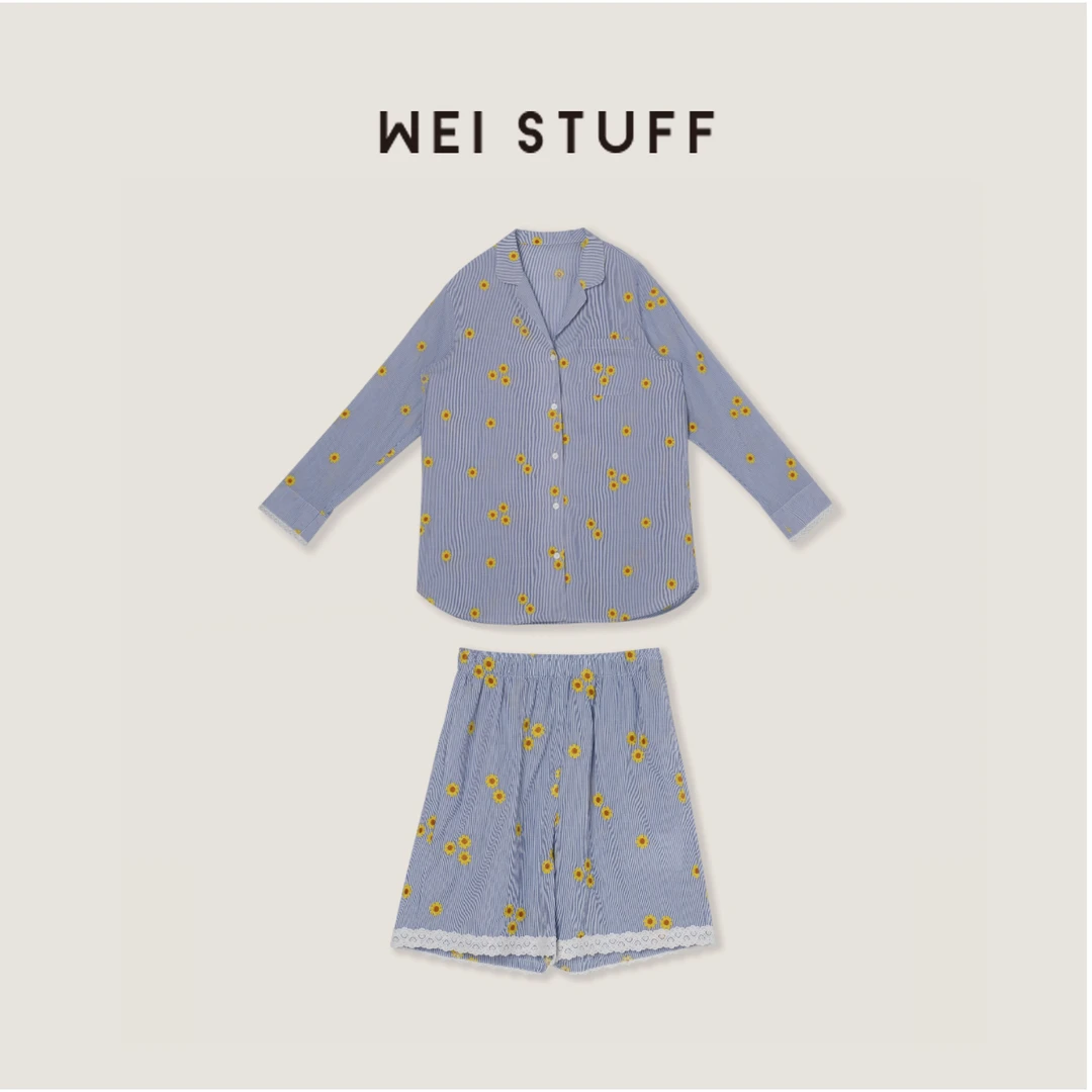 WEI STUFF“极简主义” 春夏新款时尚气质100棉刺绣花纹套装 9724