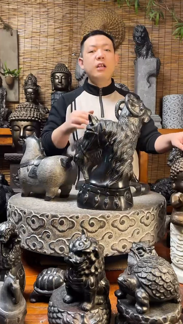 石材30马头天然青石雕刻