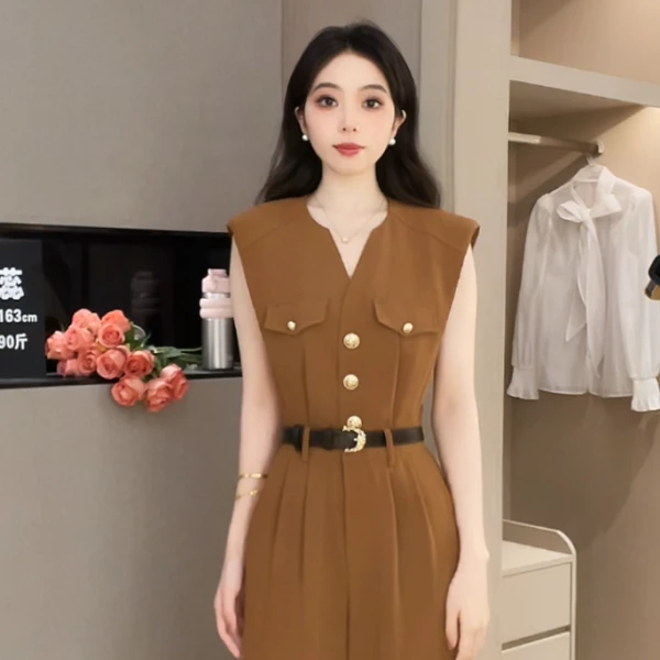 拉夏贝尔25夏季新气质时尚高级收腰优雅简约显瘦连体裤 10474 KXJ