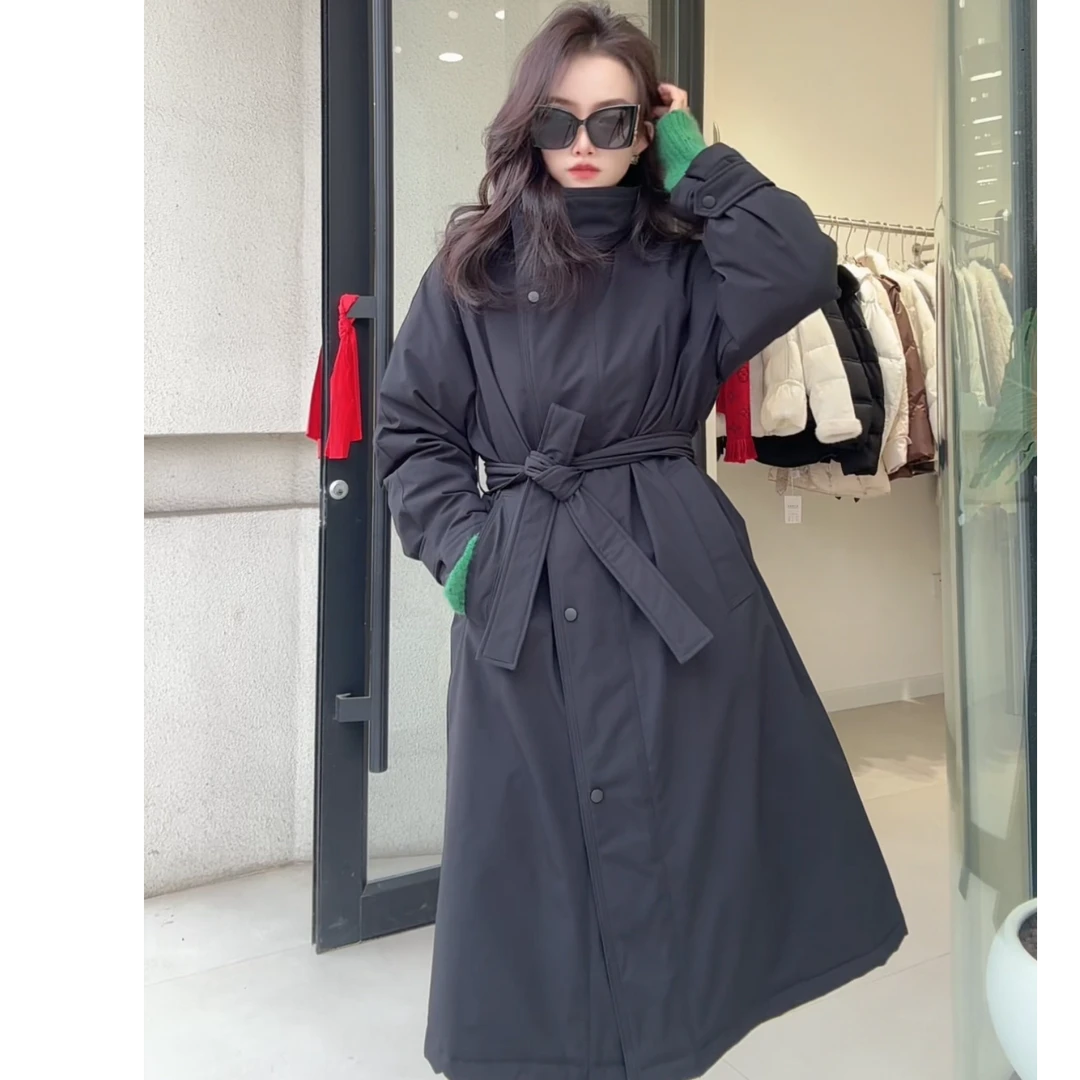 【张大晴】韩版长款风衣羽绒服