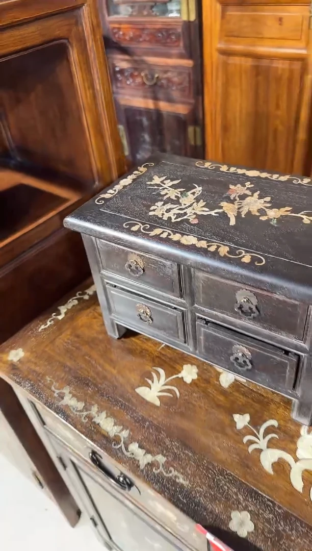 【闪购商品】木木艺紫檀镶嵌花鸟四抽屉柜798.888