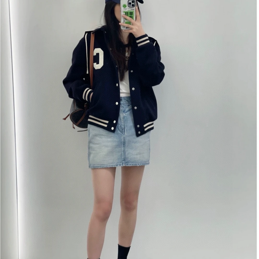 99新 Celine/思琳 连帽山羊绒棒球服外套 38码 J00348