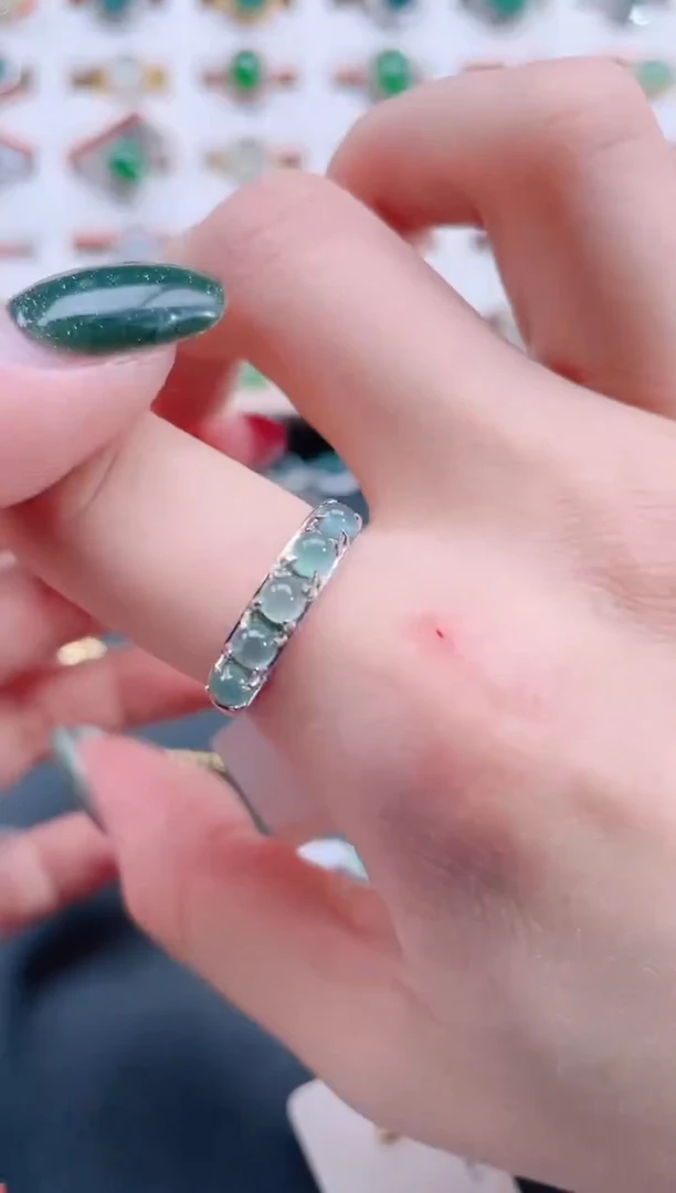 银S925镶嵌戒指翡翠天然翡翠