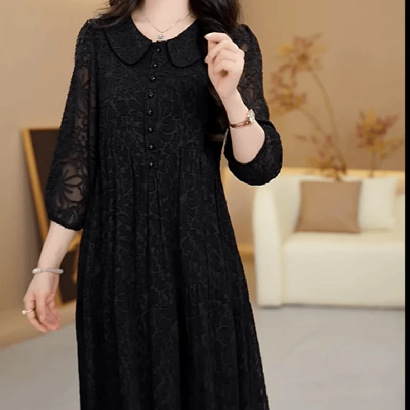 B177【连衣裙】2025秋季新款优雅时尚高端精致修身显瘦减龄连衣裙