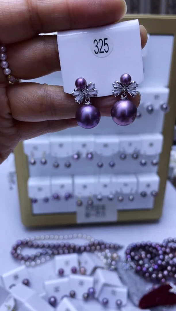 银S925镶嵌耳饰淡水珍珠325