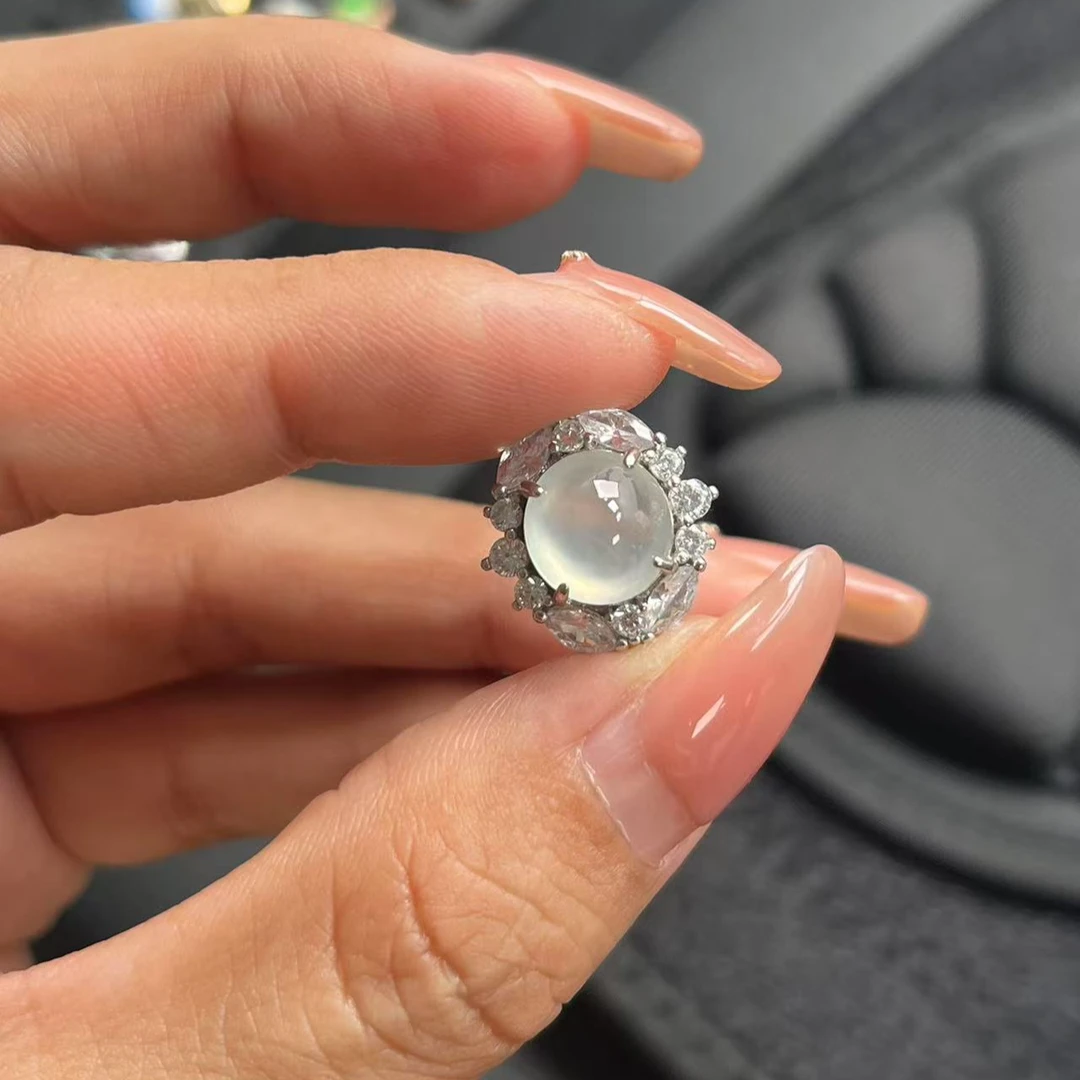 缅甸A货翡翠银镶