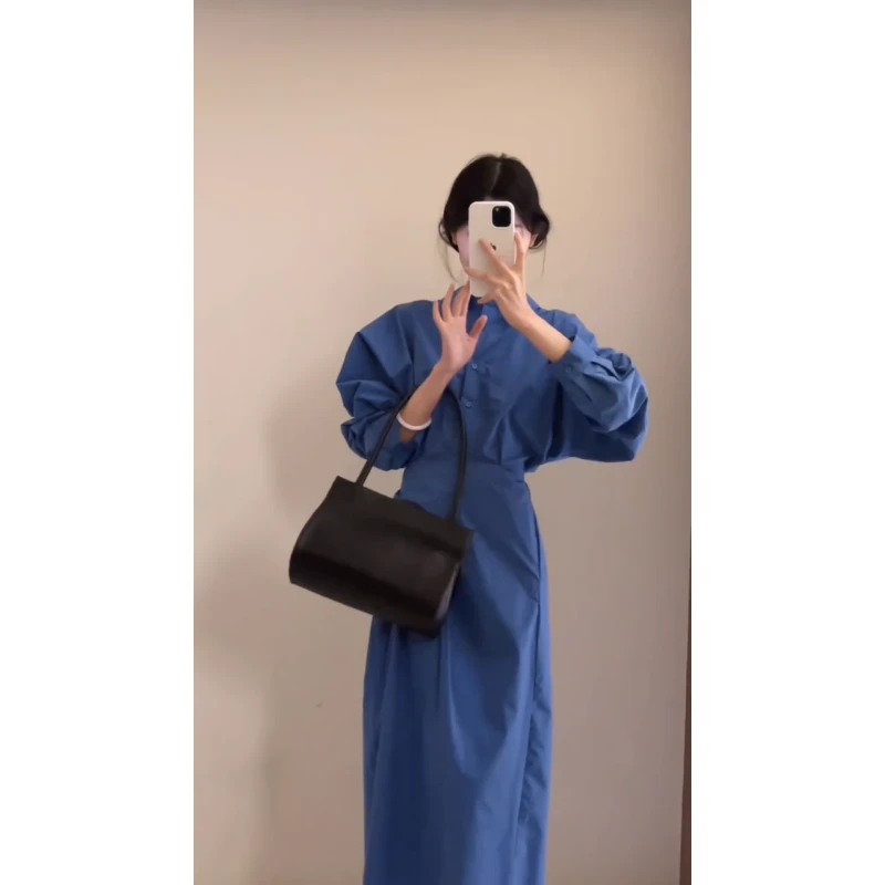 MARIE.COCO春季新款法式优雅风宽松时尚翻领显瘦长袖气质连衣长裙