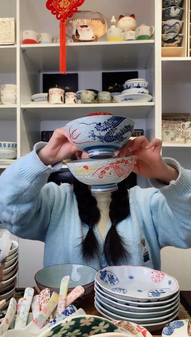 【闪购商品】钛合金日本进口龙碗凤碗一对