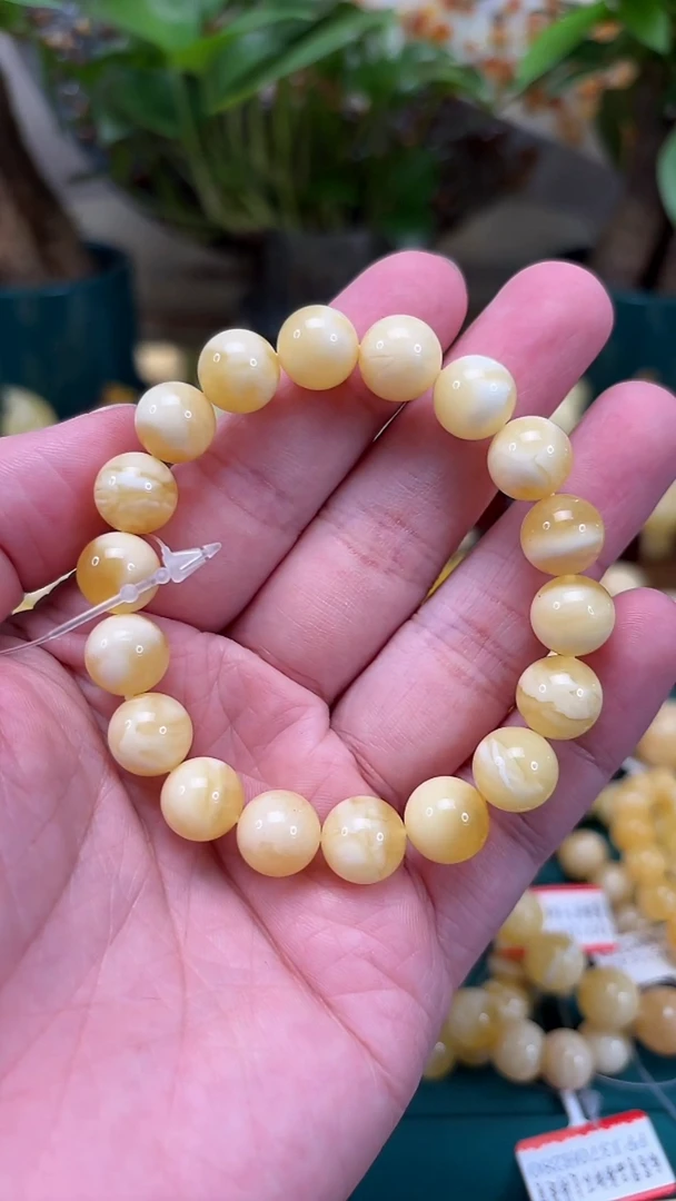 手链蜜蜡未镶嵌p53俄料金瓷白妖孽单圈 12.58克 10+mm