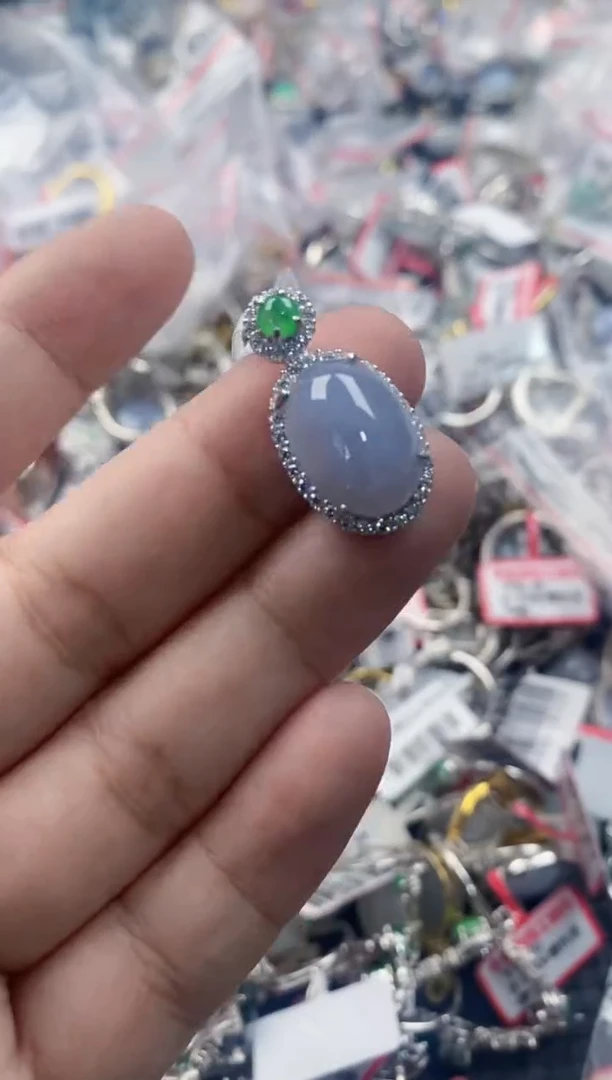 银S925镶嵌戒指翡翠666   2