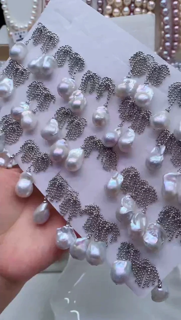 合金淡水珍珠耳饰多样性发其一，非无暇