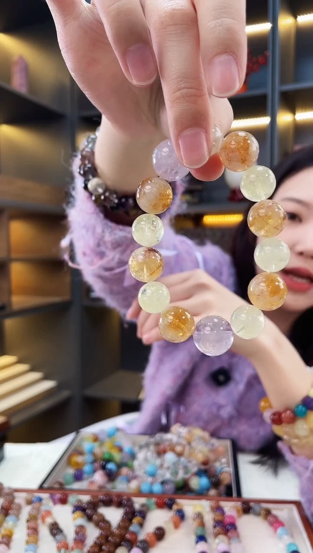 未镶嵌手链水晶柠檬黄黄塔多宝手串