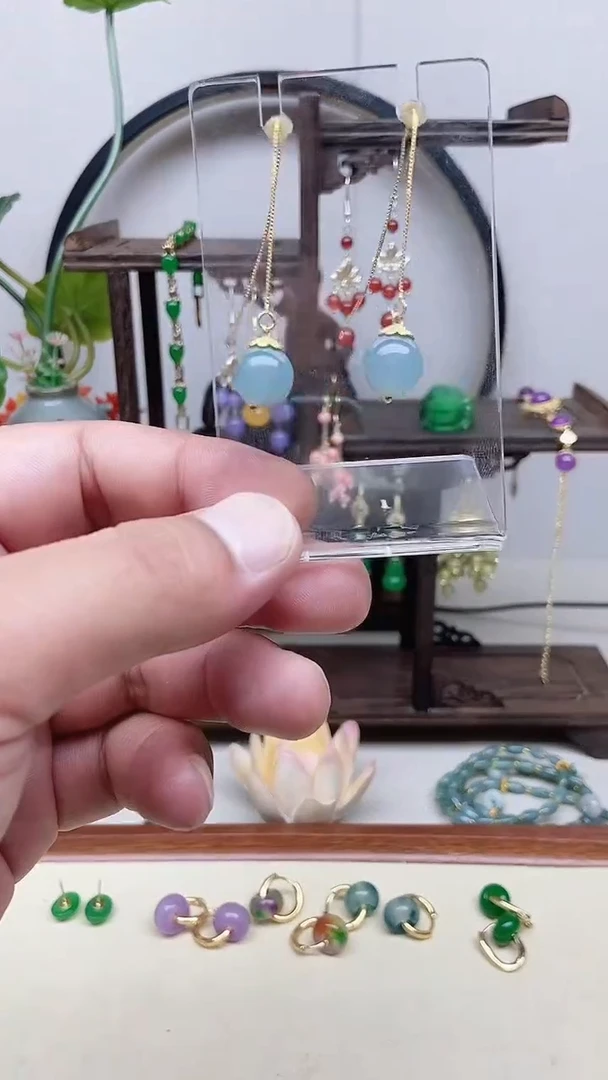 翡翠14K金镶嵌耳饰13号