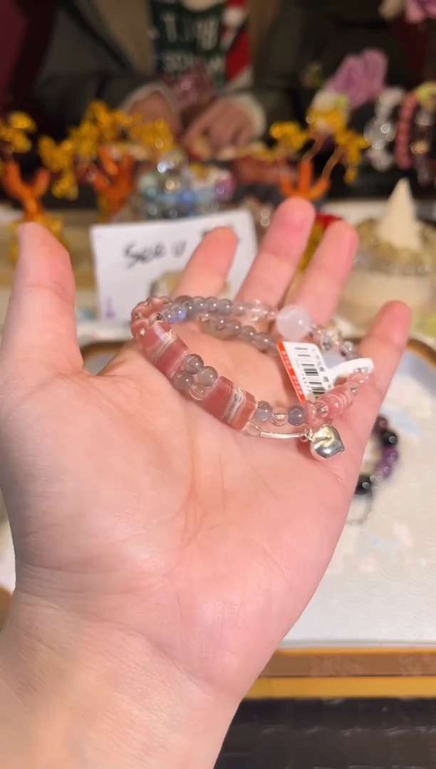 【闪购商品】菱锰矿（红纹石）手串银S925镶嵌Q375