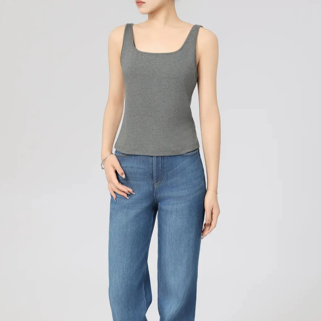 GIRDEAR/哥弟早春新款修身无袖T恤时尚舒适百搭打底背心130074