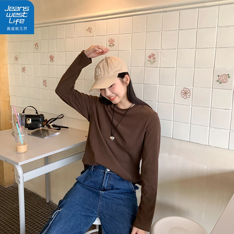真维斯无界女士260g薄绒打底T恤秋冬款柔软亲肤简约百搭日常上衣