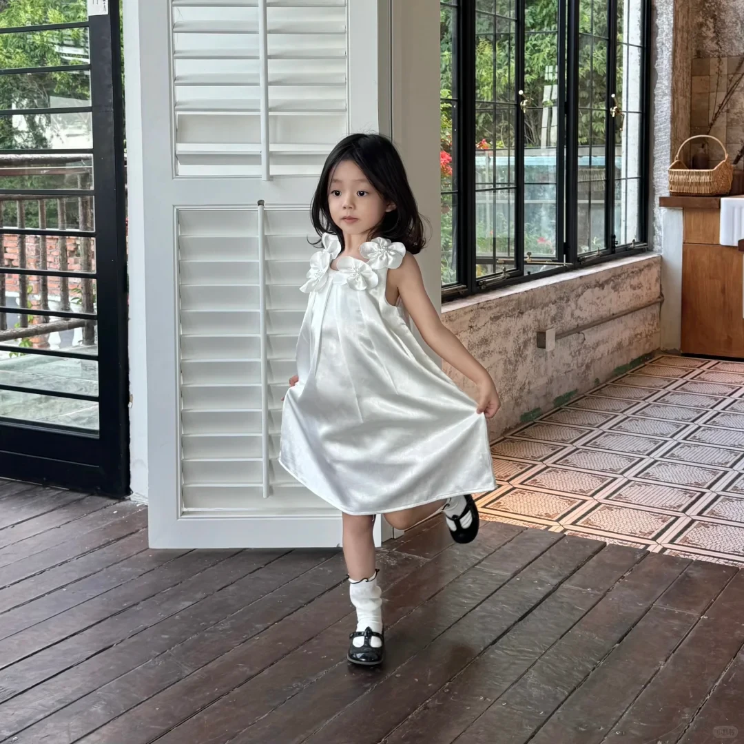 壹妈韩版童装女童连衣裙夏款儿童洋气小女孩甜美公主裙花朵背心裙