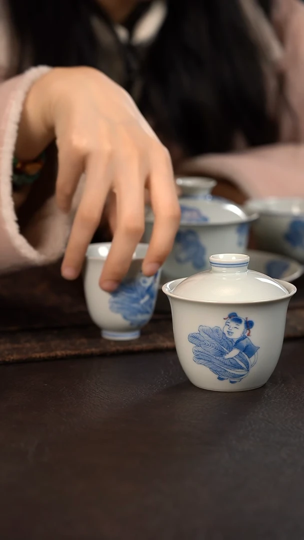【闪购商品】杯聚澜堂百财聚来盖碗