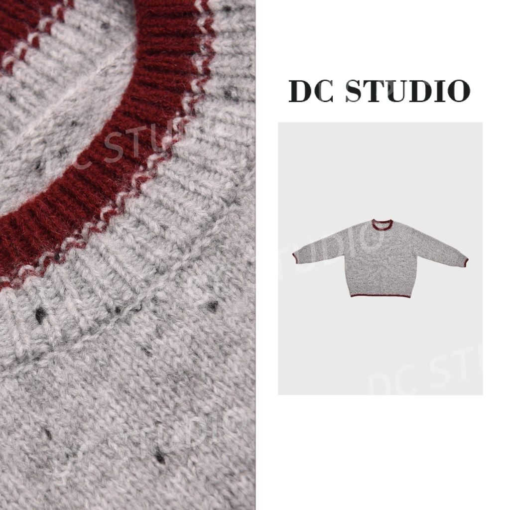DC STUDIO【秘境】2024冬新款时尚休闲拼色保暖爆款圆领百搭毛衣