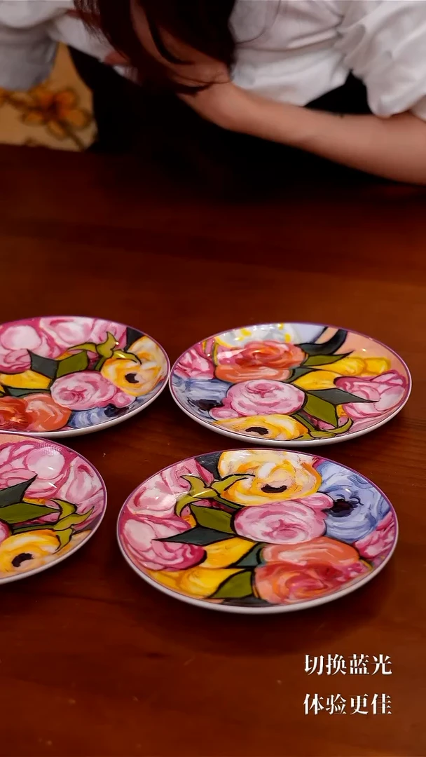 90-Gentle Queen梵高玫瑰-6寸月光盘瓦楞盒装（4个装）